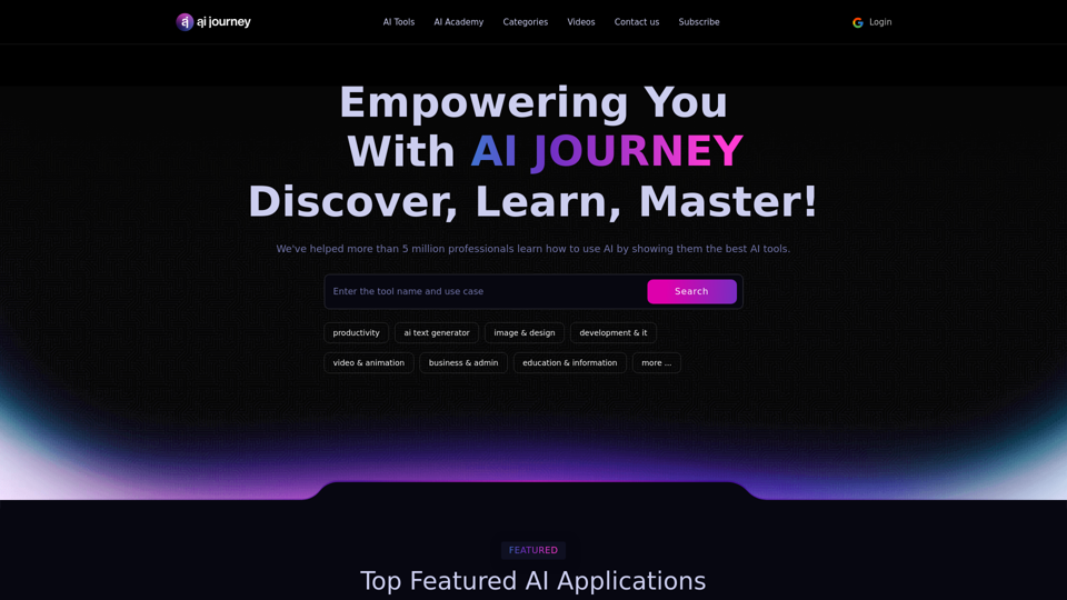 AIJourney : Explore the Leading AI Tools Software - Expert Reviews & Insights