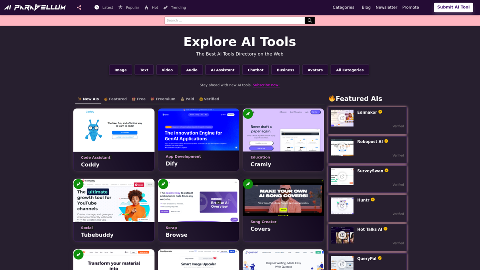 AI Parabellum - AI Tools Directory: Explore, Submit and Promote AIs.