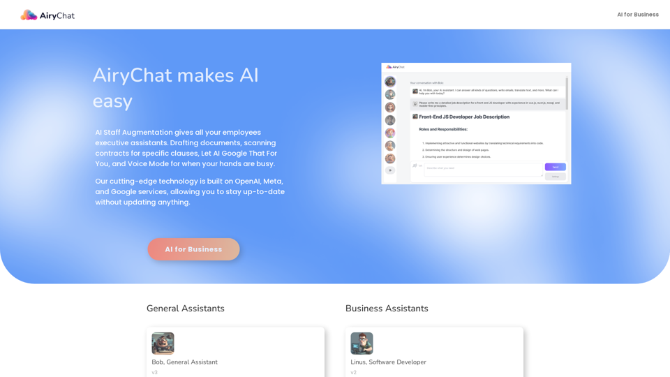 Try AiryChat AI Assistants for Free