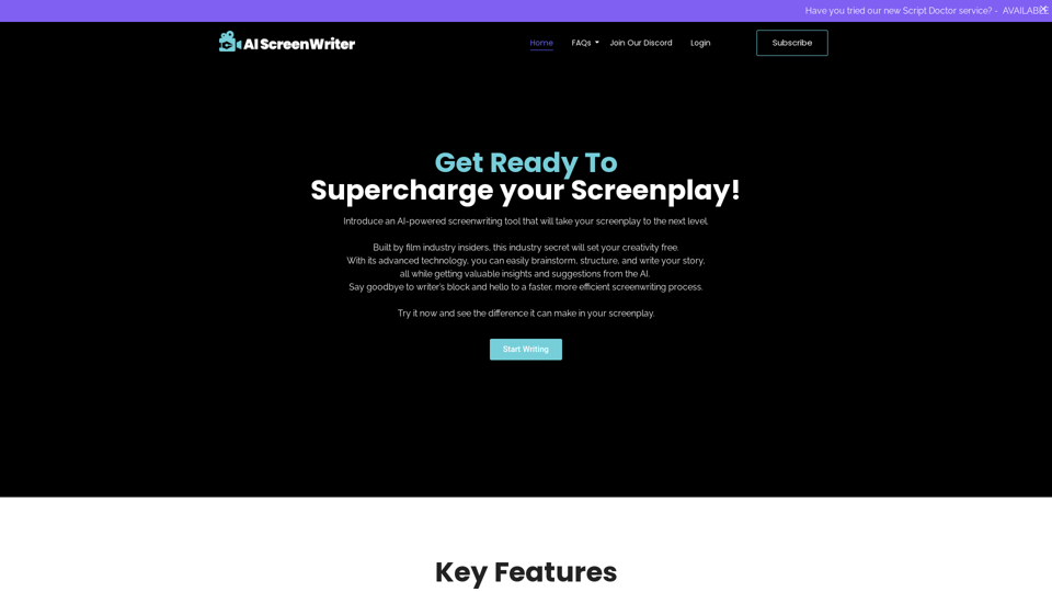 AI Screenwriting Tool | Write your next film script, story outline or character sheet