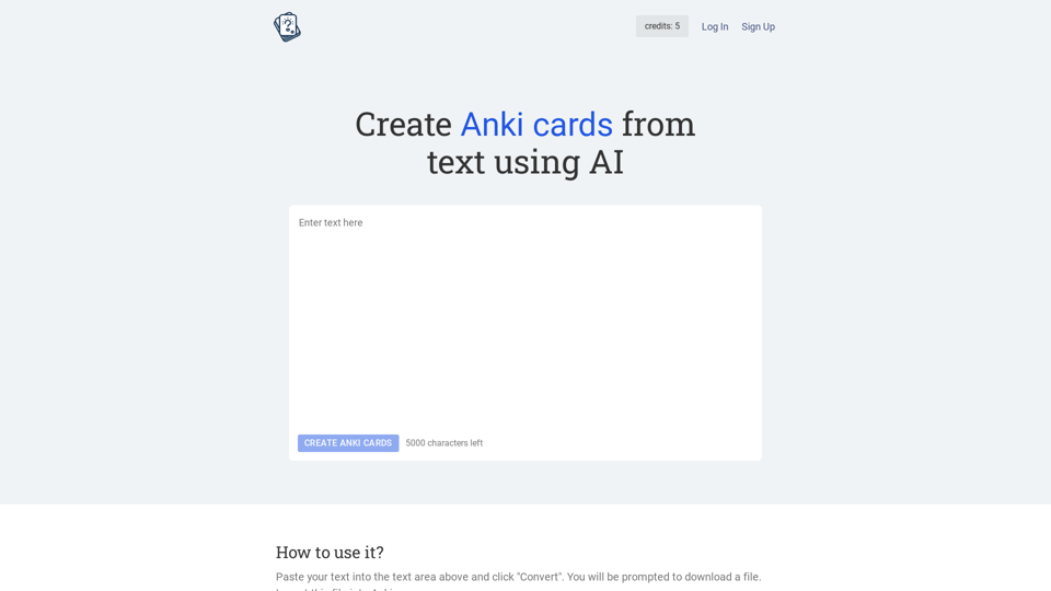 AI To Cards: Create Anki flashcards from text
