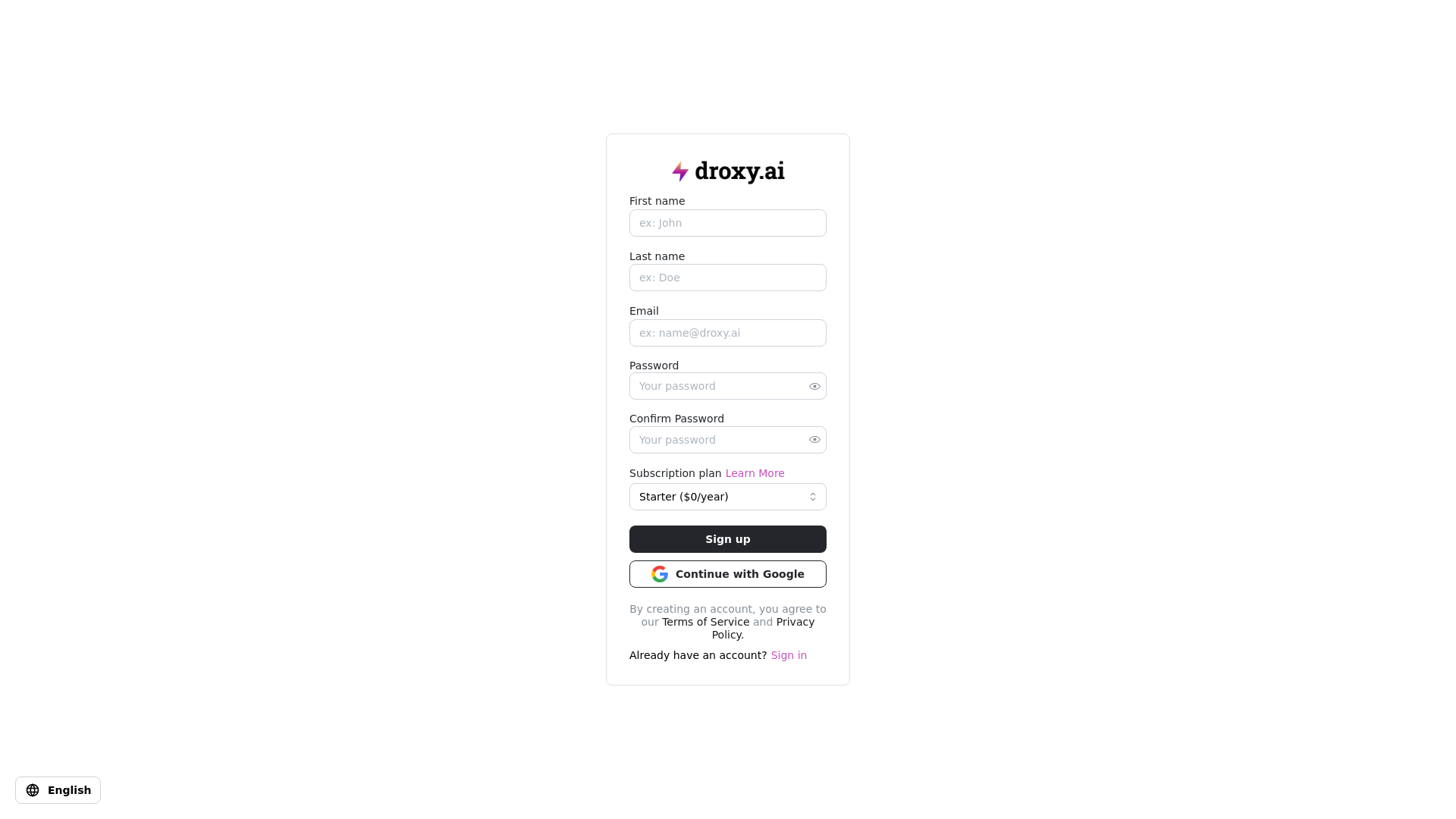 Droxy screenshot