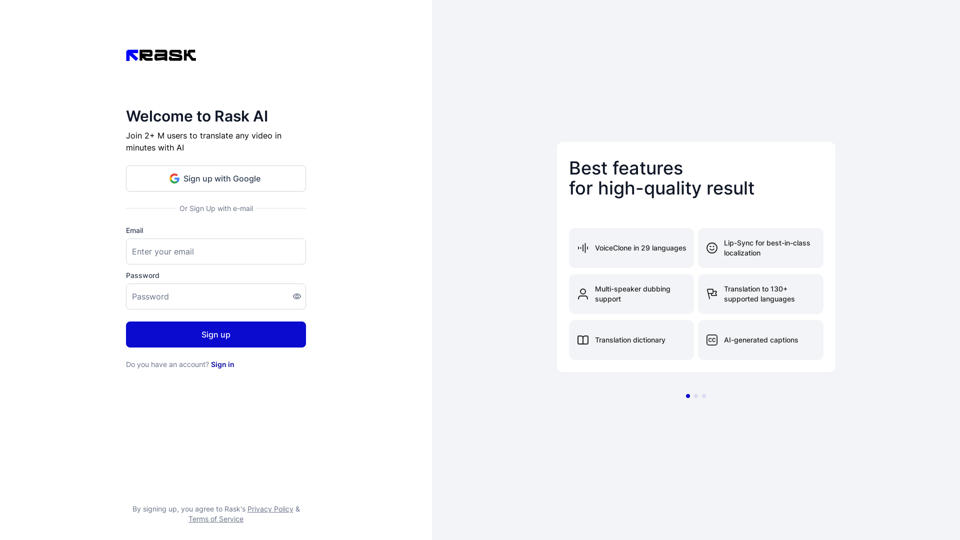 Login or Sign up screenshot