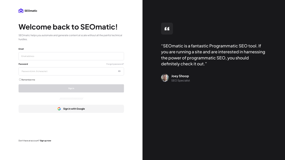 SEOmatic| Login