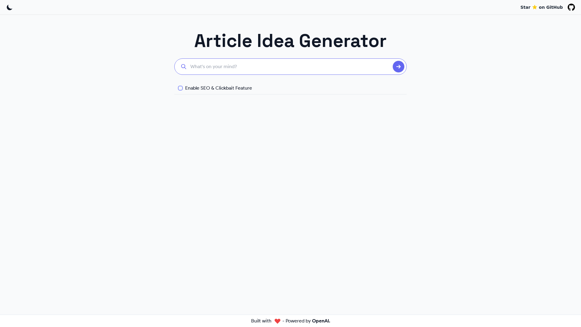 Article Idea Generator screenshot