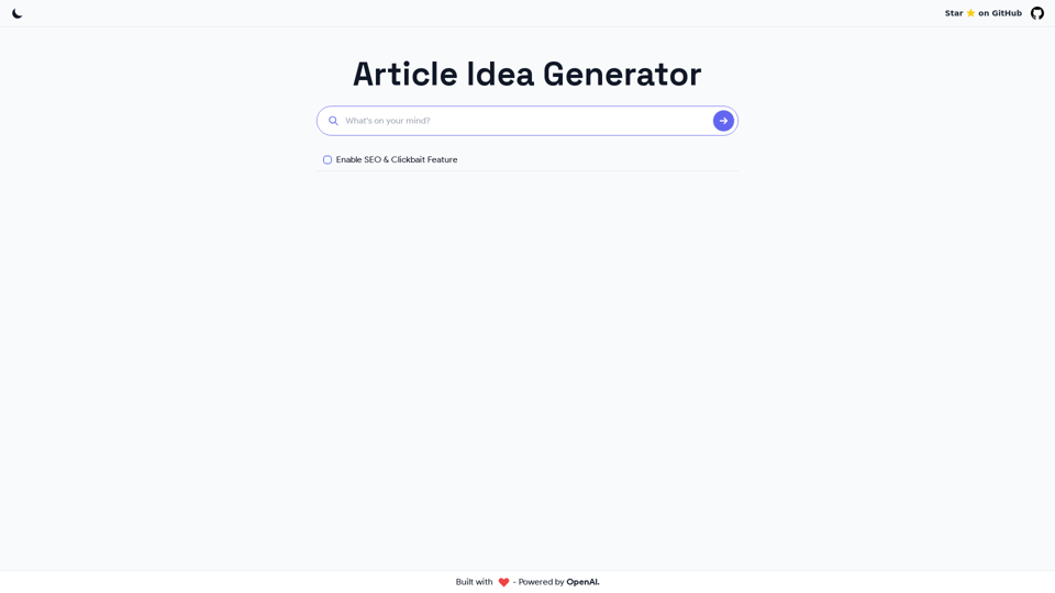 Article Idea Generator screenshot