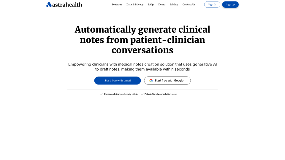 Astrahealth screenshot