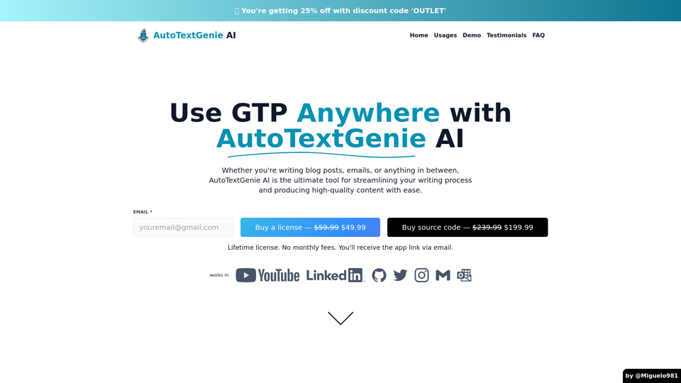 AutoTextGenie AI screenshot