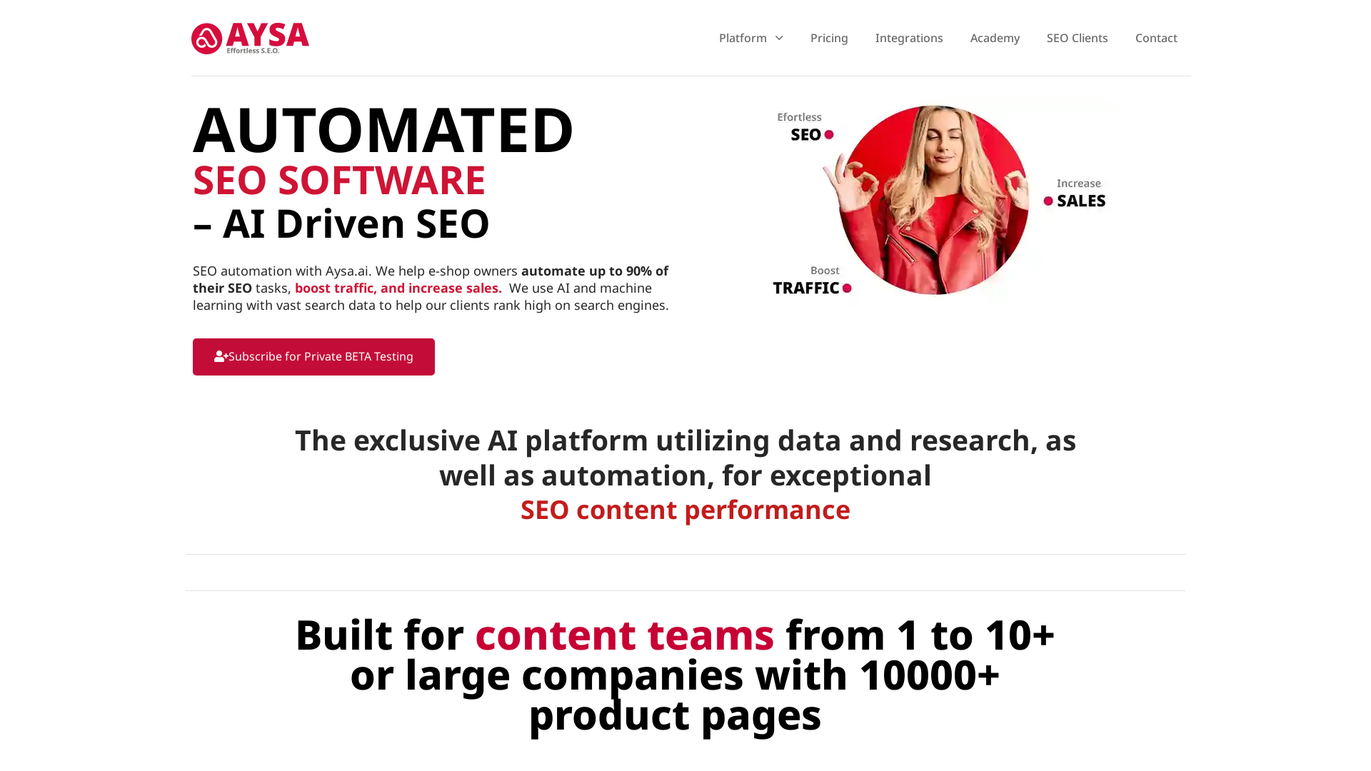 Automated SEO software, AI screenshot