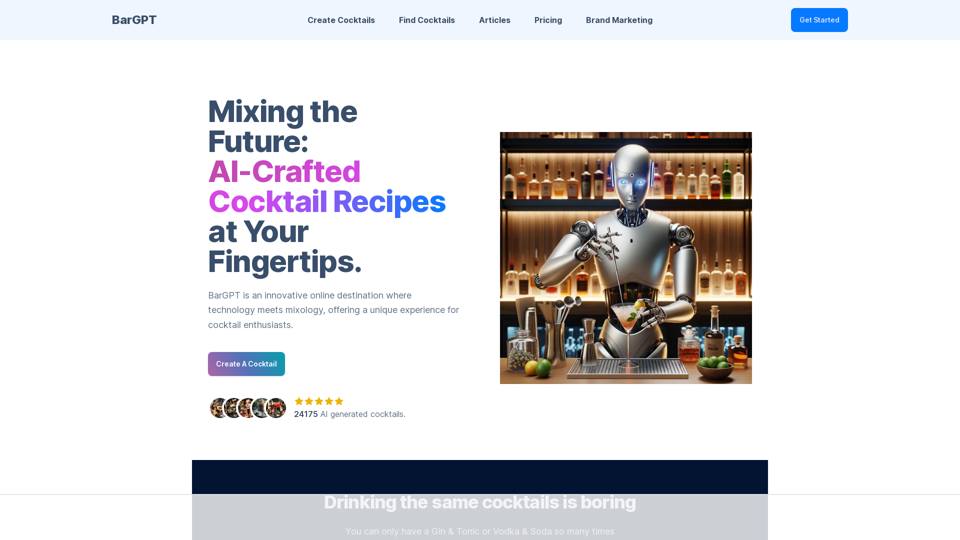 BarGPT, AI Generated Cocktail Recipes screenshot