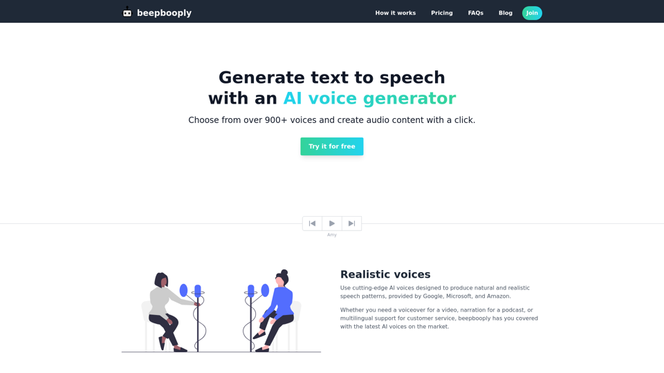 Text to speech with an AI voice generator - beepbooply