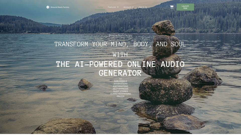 AI-Powered Audio Generator for Binaural Beats with Subliminals, Affirmations, Askfirmations, Self-Hypnosis, Sleep Stories, Guided Meditation and Prayer - Binaural Beats Factory