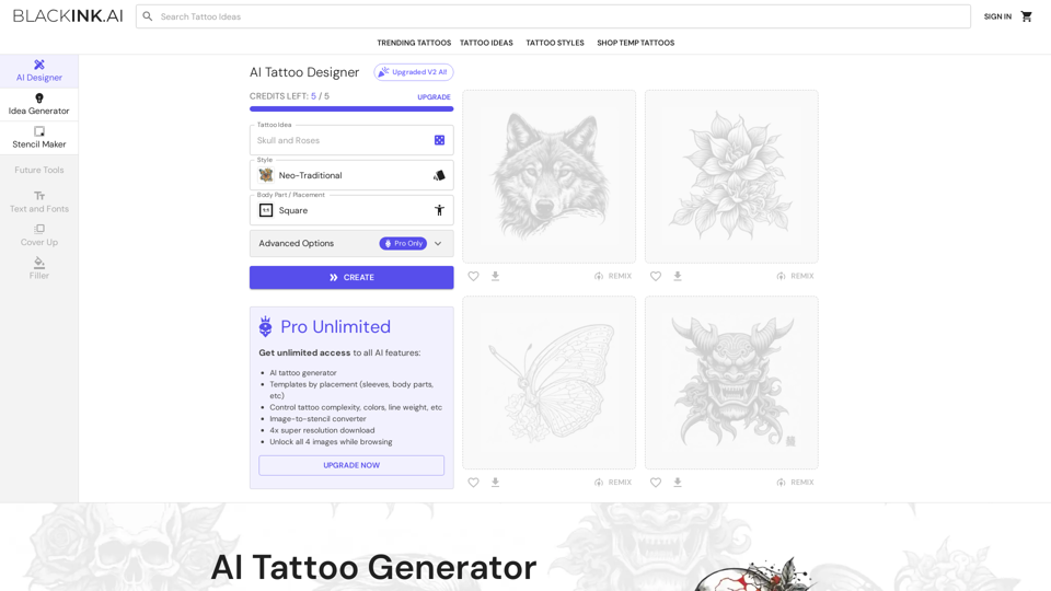 AI Tattoo Generator App screenshot