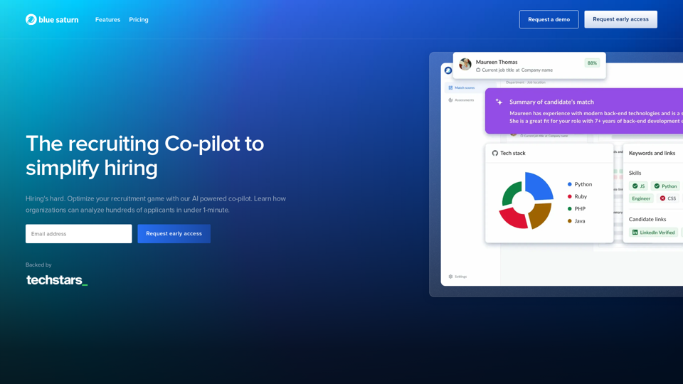 Blue Saturn - The recruiting Co-pilot to simplify hiring