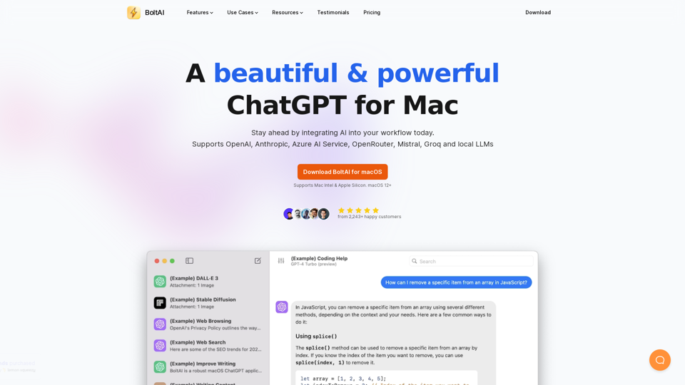 ChatGPT app for Mac | BoltAI