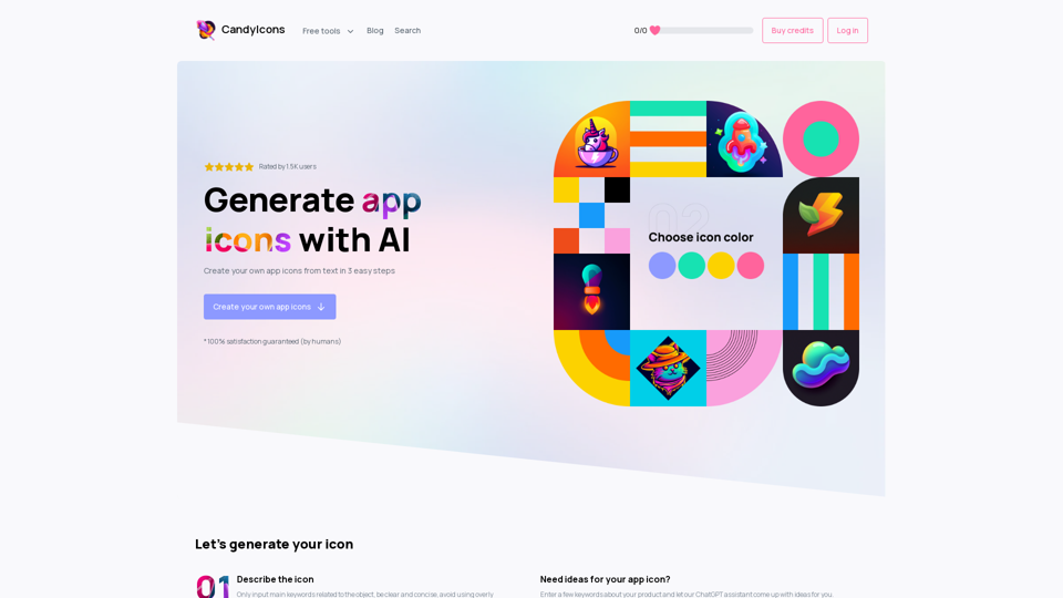 CandyIcons - An easy-to-use AI app icon generator? Look no further than CandyIcons! Our powerful system creates stunning, AI-generated icons to give your app the perfect look. Try CandyIcons today!
