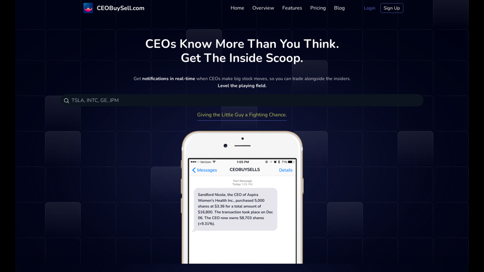 CEOBUYSELL - Track Insider CEO Stock Purchases like a Pro