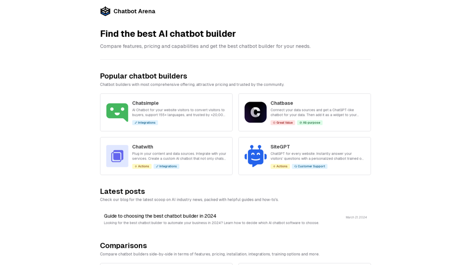 Chatbot Arena: Find the Best Chatbot Builder