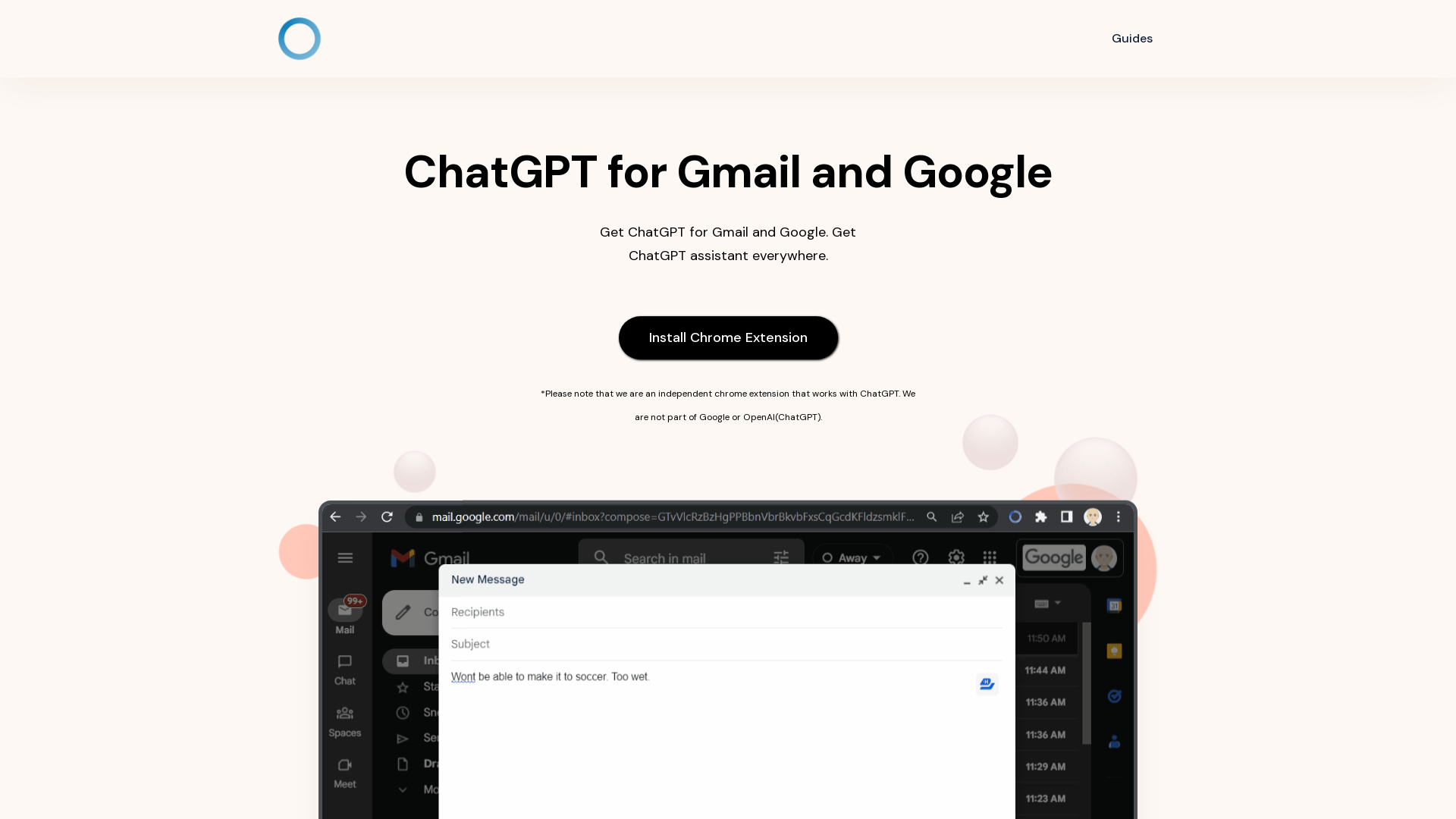 ChatGPT for Gmail and Google screenshot