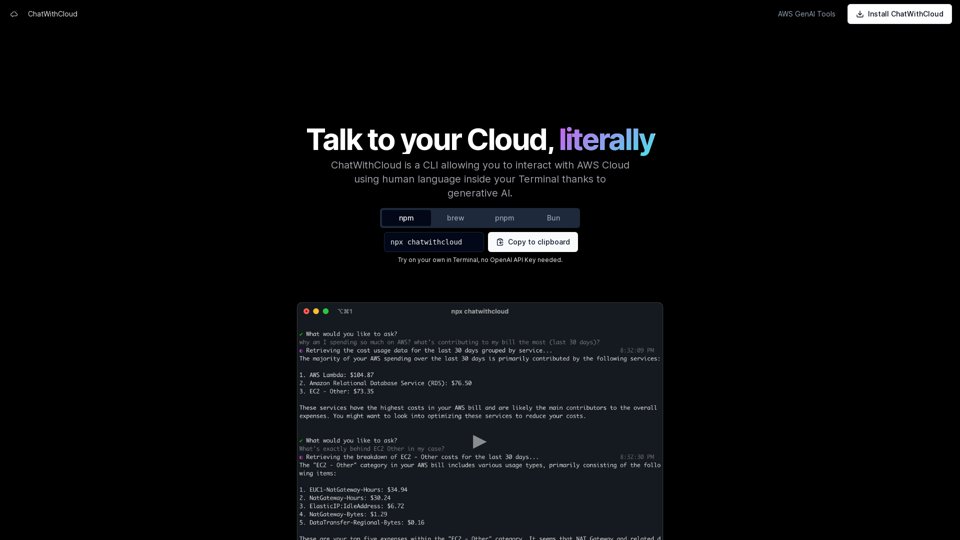 ChatWithCloud - Chat with your AWS Cloud from Terminal