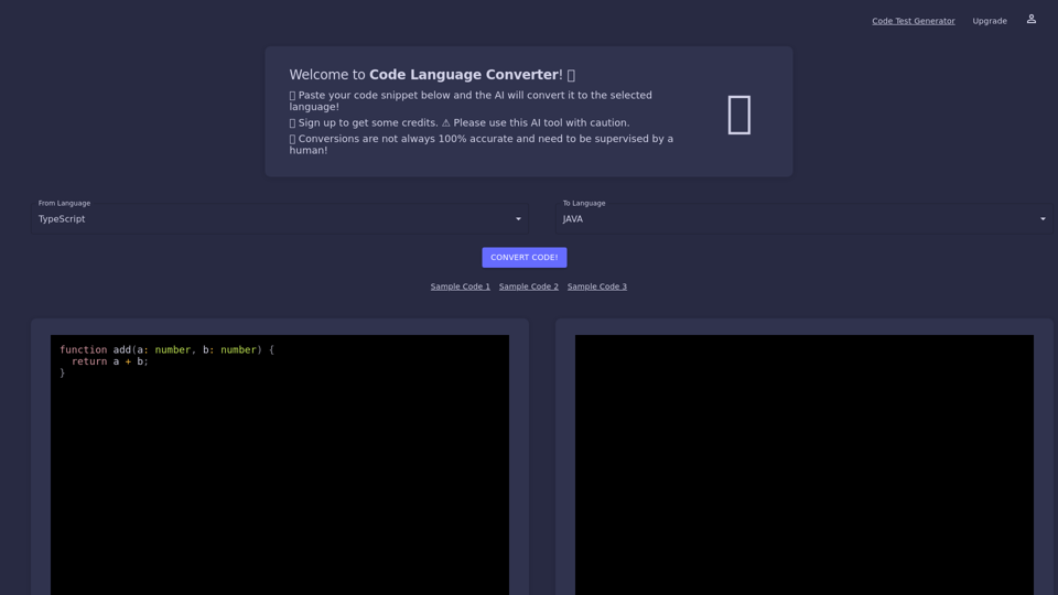 Code Language Converter - Convert code to other languages using AI