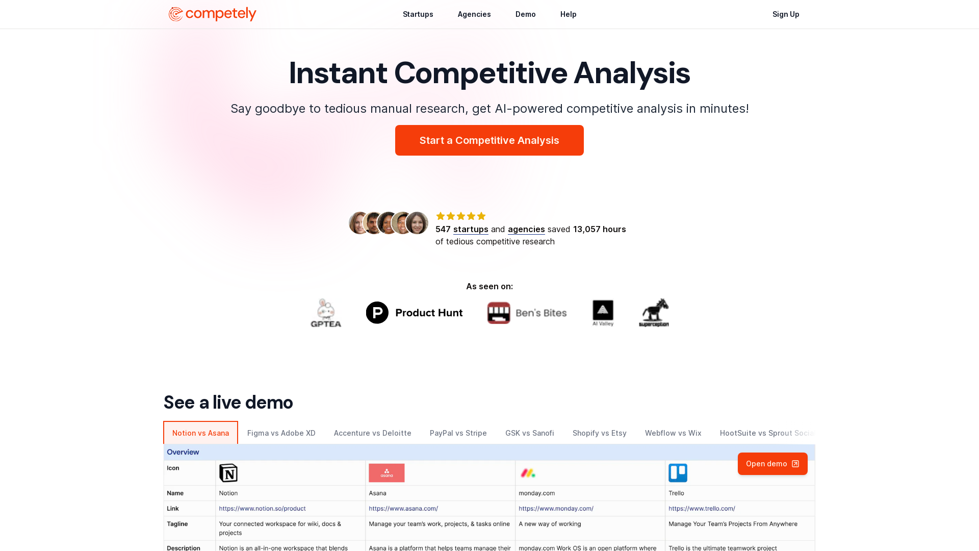 Instant Competitive Analysis screenshot