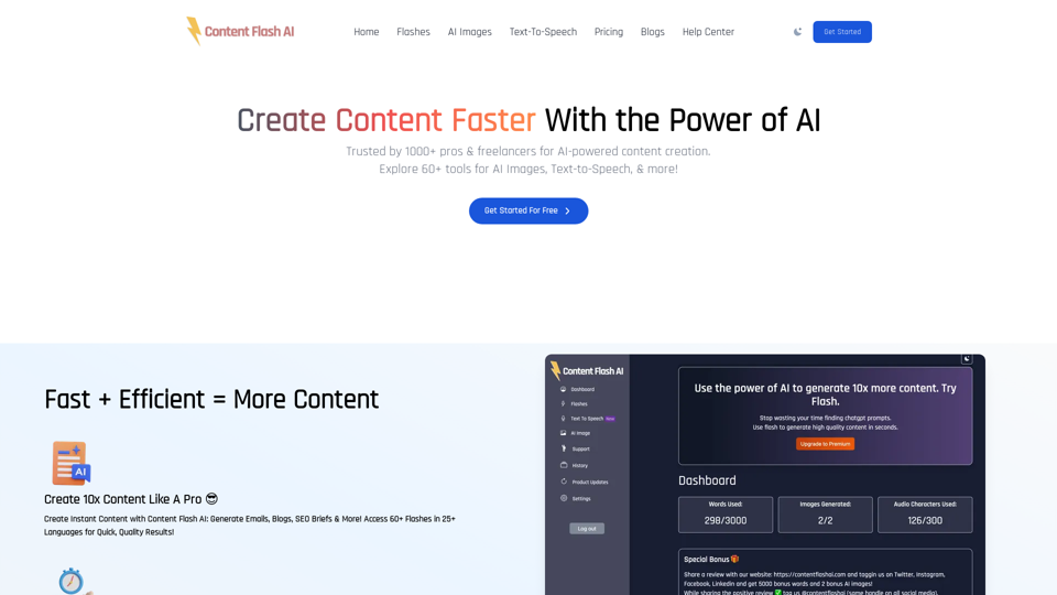 #1 Best AI Writer, Content Generator & Copywriting Assistant | Content Flash AI