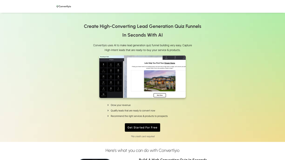 Convertlyio 리드 생성 퀴즈 퍼널 빌더 screenshot