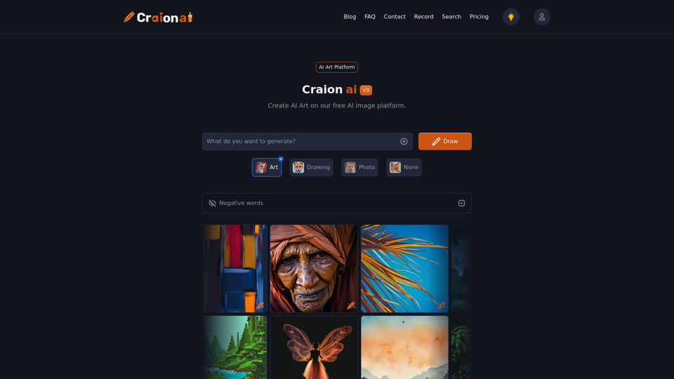 Craion AI - Most Popular and Advanced Free AI image technology: Create AI art!