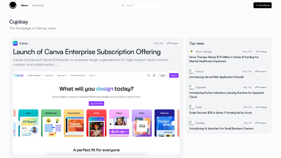 Cujobay - The frontpage of startup news.
