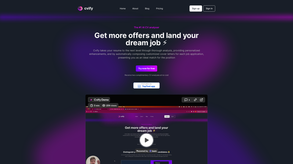 Cvify screenshot
