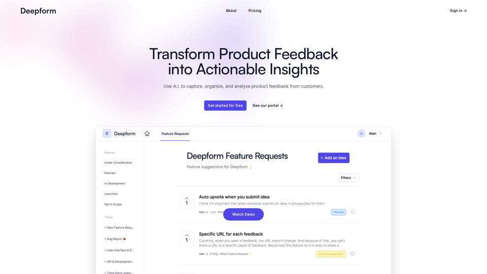 Deepform screenshot
