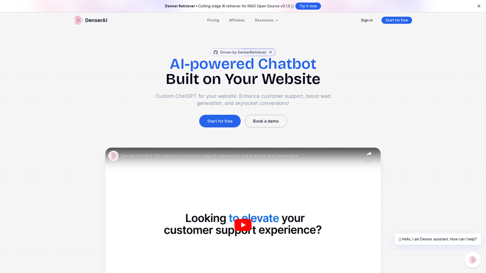 DenserAI | AI-powered Chatbot Built on Your Website