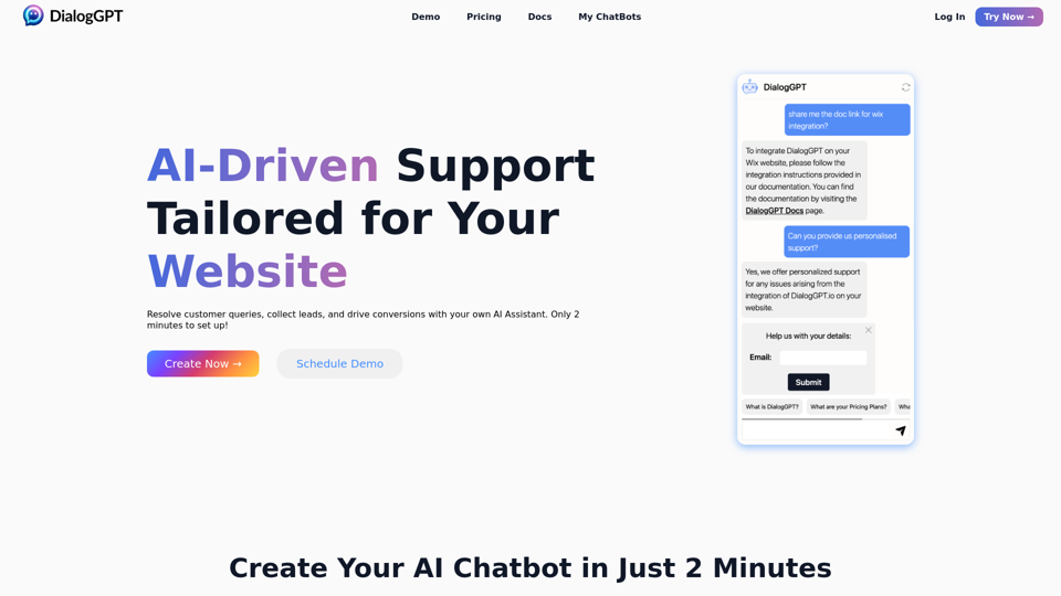 DialogGPT: Advanced Chatbot Solutions for Your Website