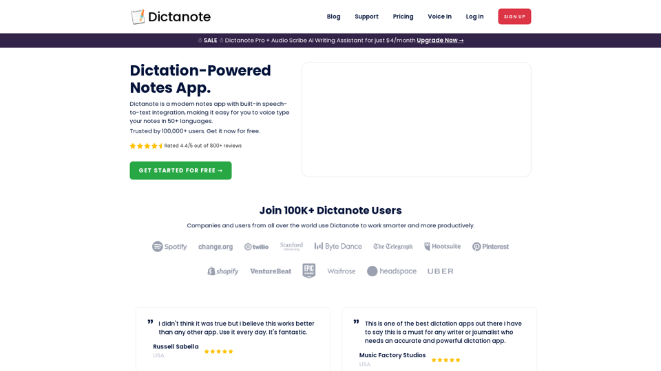 Dictanote screenshot