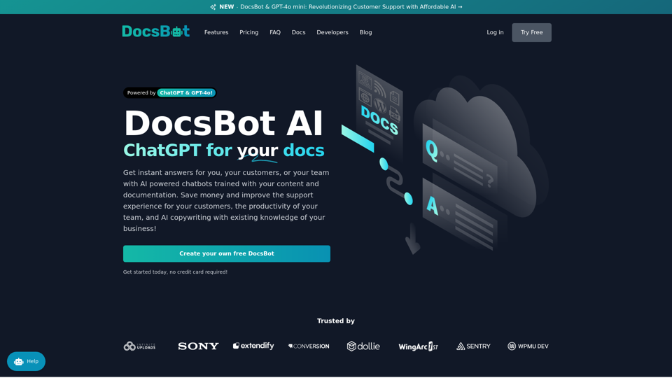 DocsBot AI - Custom chatbots from your documentation