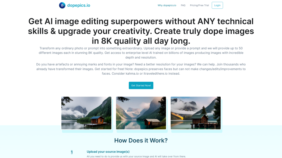 Get AI image editing superpowers without ANY technical skills & upgrade your creativity. Create truly dope images in 8K quality all day long. | dopepics.io