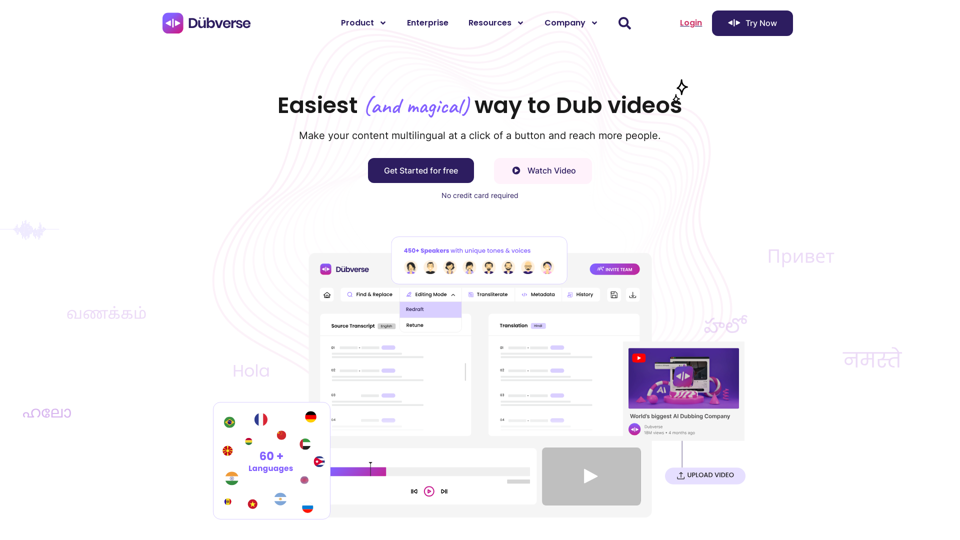 Online Video Dubbing with Dubverse.ai screenshot