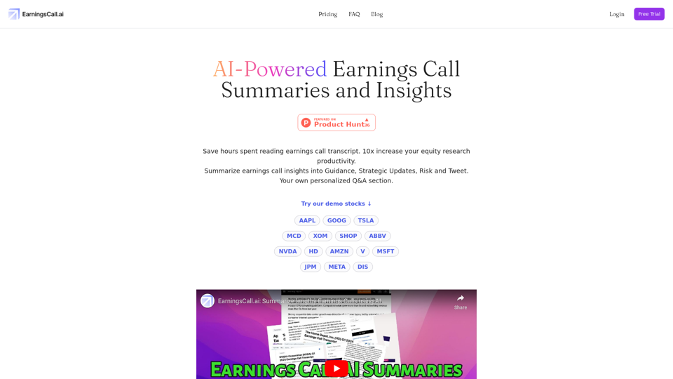 AI-Powered Stock Earnings Call Summaries and Insights