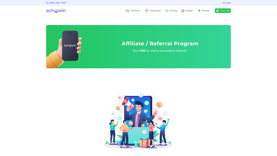 Affiliate Referral Program | echowin | Conversational AI Phone Call Automation Platform | 24/7 Call Answering For Small Businesses