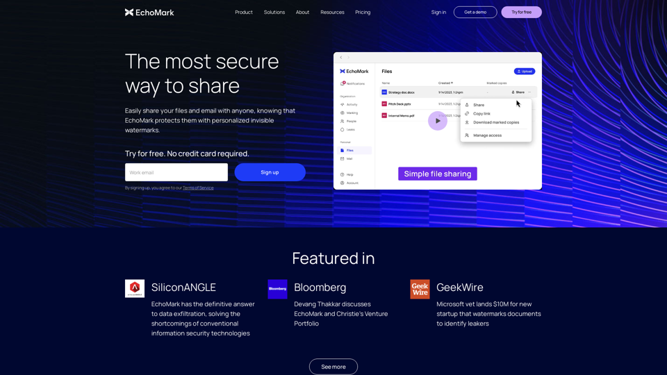 EchoMark Protects Organizations from Insider Risk & Data Leaks screenshot
