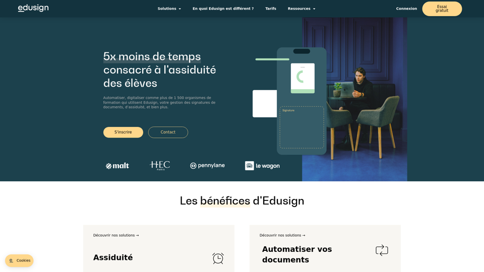 5x moins de temps sur l'assiduité de vos apprenants | Edusign