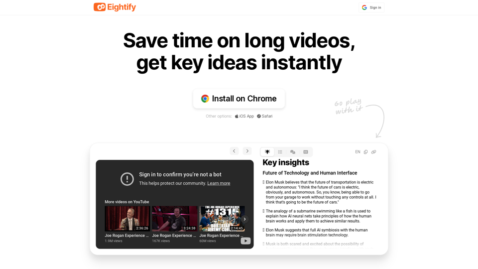 Eightify screenshot