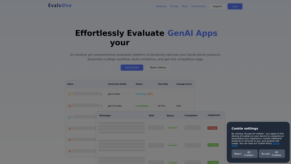 EvalsOne - Effortlessly Evaluate your Generative AI Apps