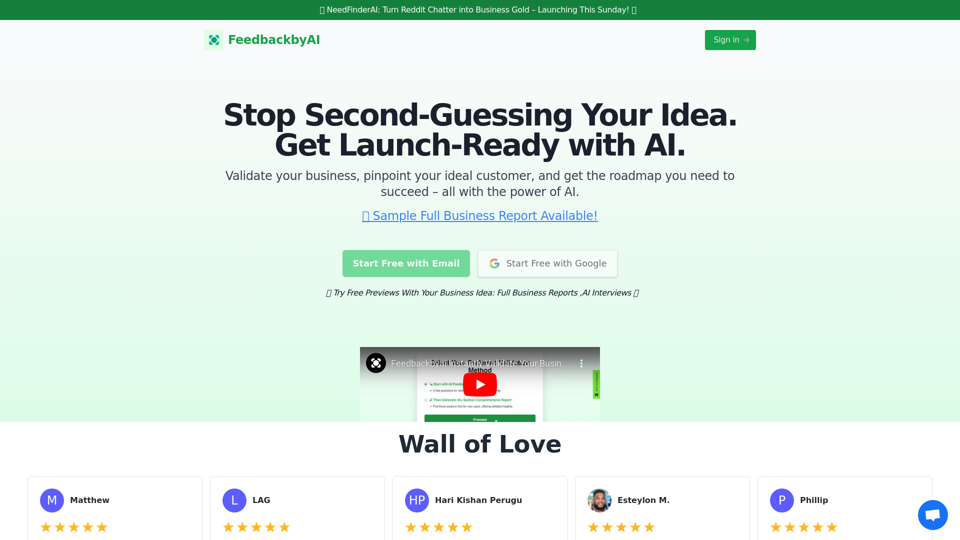 AI-Driven Business Idea Validation by Feedbackbyai