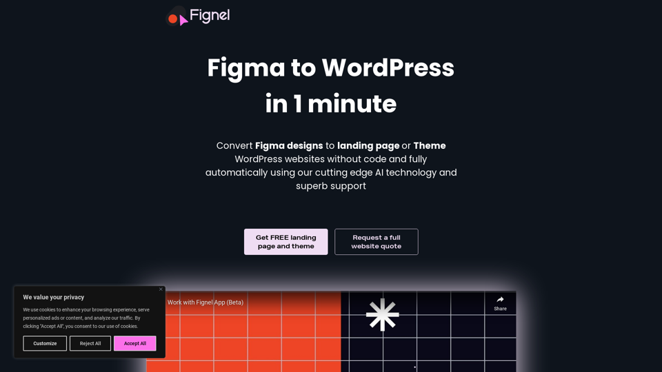 Figma to WordPress in 1 minute - Fignel: Figma to WP Plugin