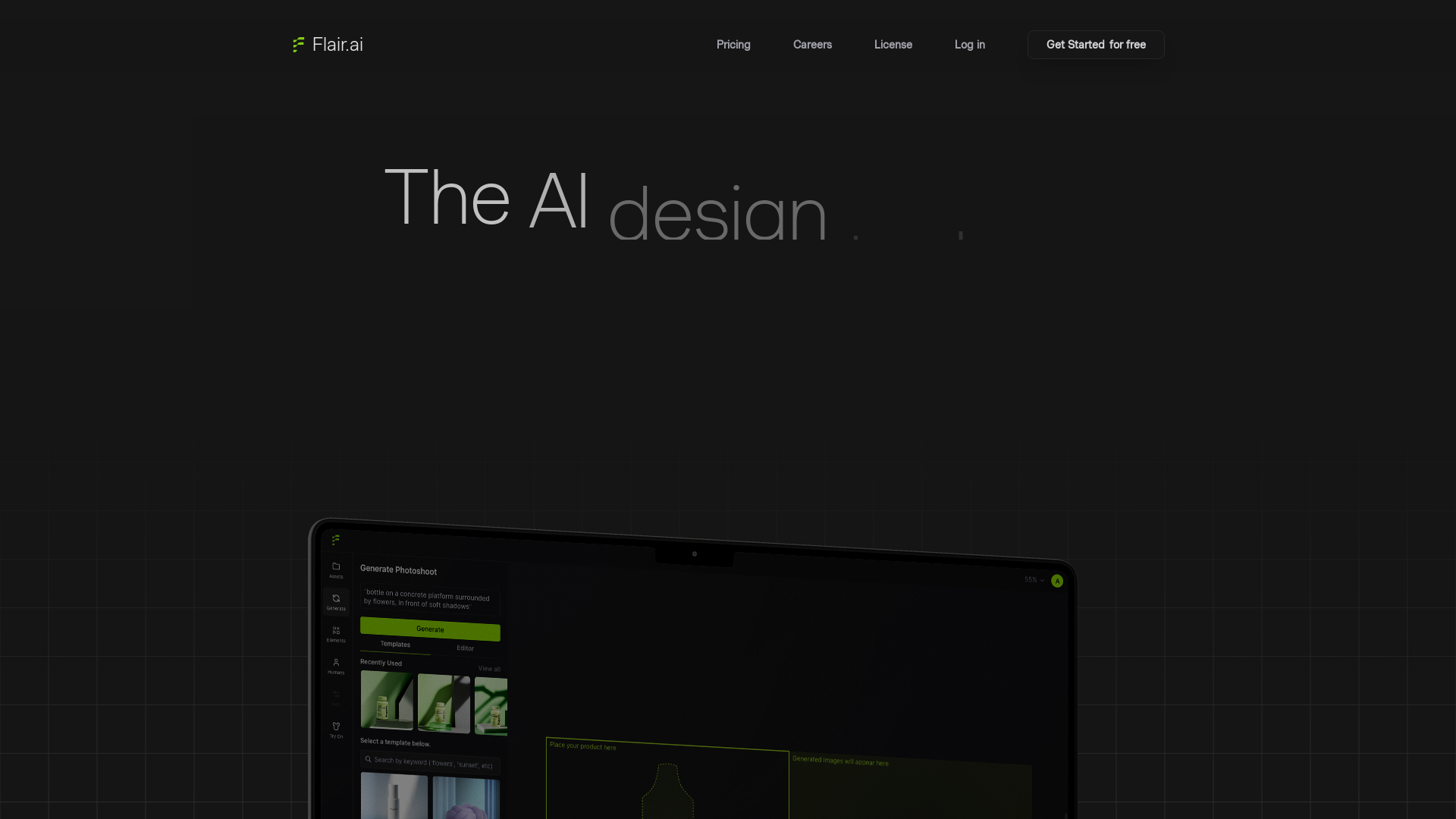 The AI design tool for product photography screenshot