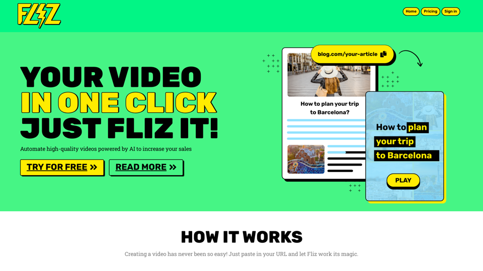 Fliz - Your AI-Powered Video Creator for Engaging Videos