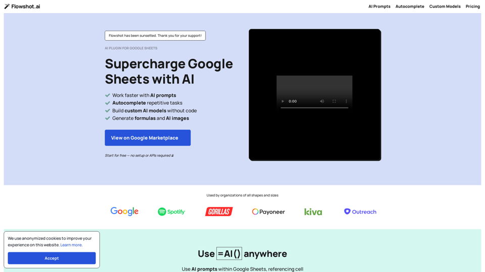 Flowshot: Google Sheets AI Plugin + Custom Model Training