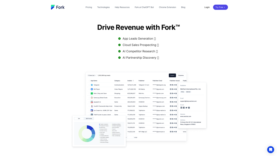 Fork.ai | Get App Leads with Verified Emails and Contacts.